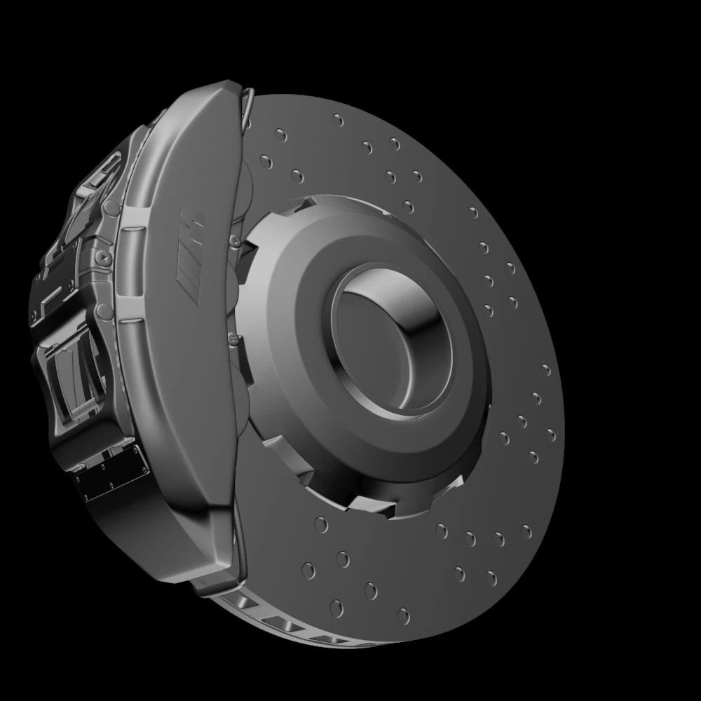 bmw brake system with caliper high poly 3D Model .c4d .max .obj .3ds .fbx .stl .blend 