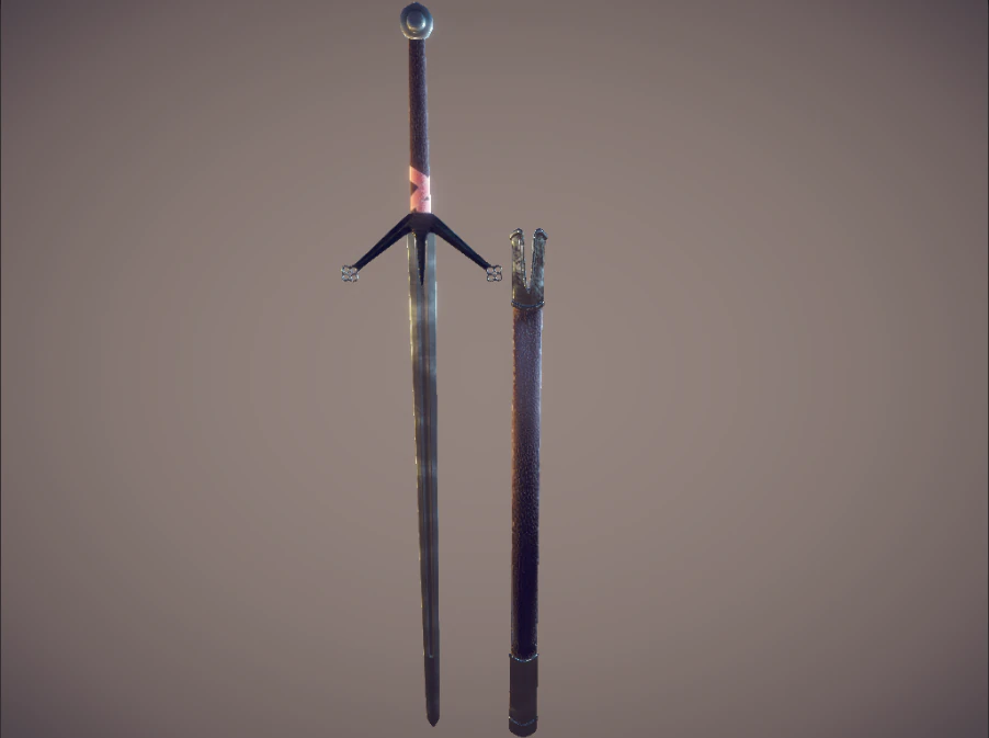 medieval claymore - game ready 3D Model .c4d .max .obj .3ds .fbx .stl .blend 