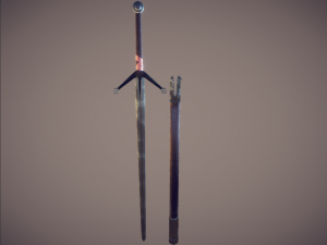 medieval claymore - game ready Modello 3D