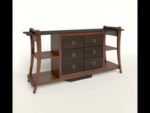 抽屉柜实木橡胶和棕榈树 3D 模型