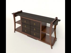 c&ocirc;moda em madeira maci&ccedil;a hevea e palmeira Modelo 3D