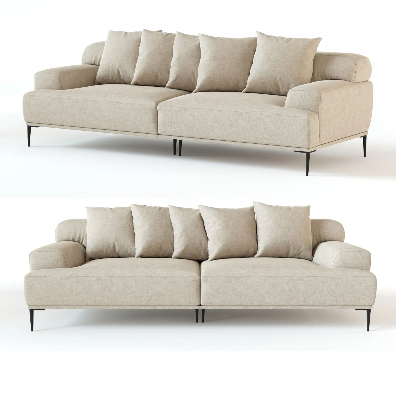 sofa 3 places ottone 3D Model .c4d .max .obj .3ds .fbx .stl .blend 