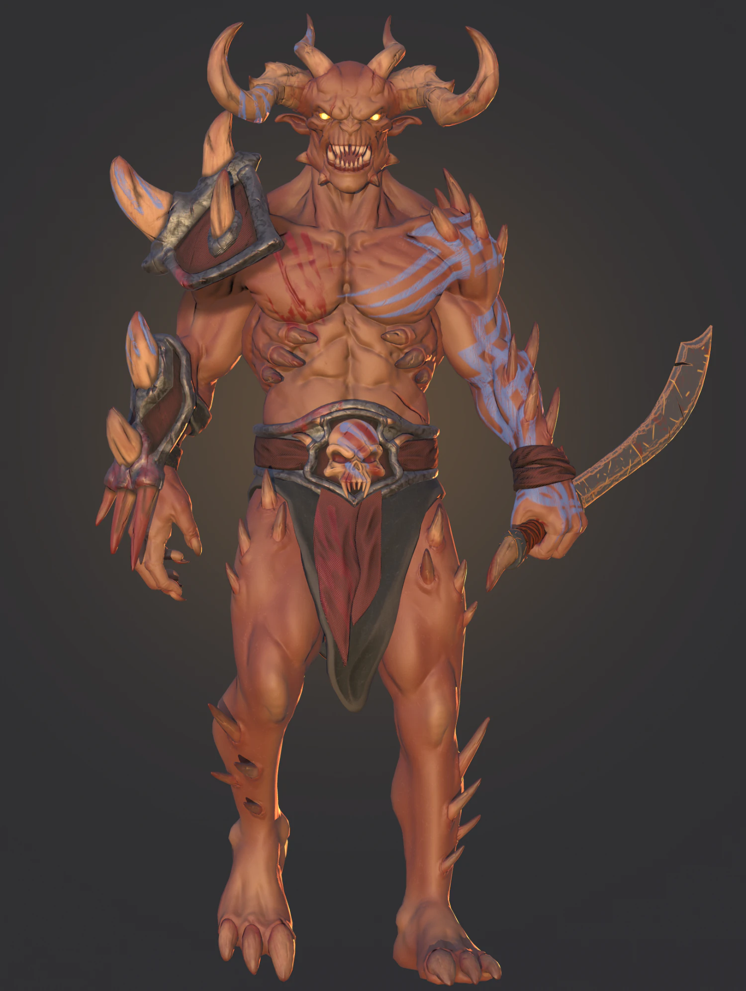 dark warrior game low polly 3D Model .c4d .max .obj .3ds .fbx .stl .blend 