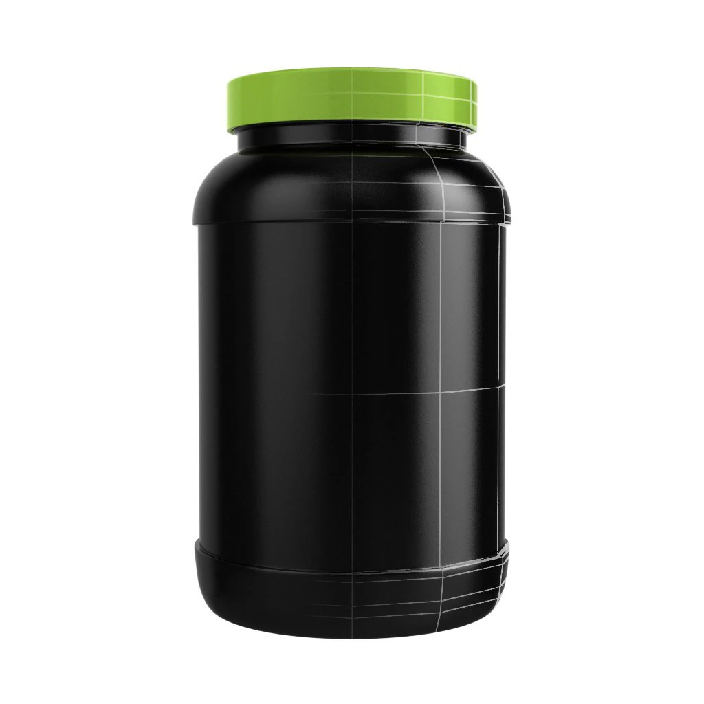 protein bottle with green cap 3D Model .c4d .max .obj .3ds .fbx .stl .blend 