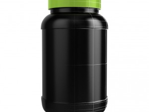 protein bottle with green cap 3D Модель
