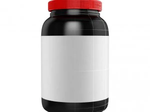 protein bottle with red cap 3D Model