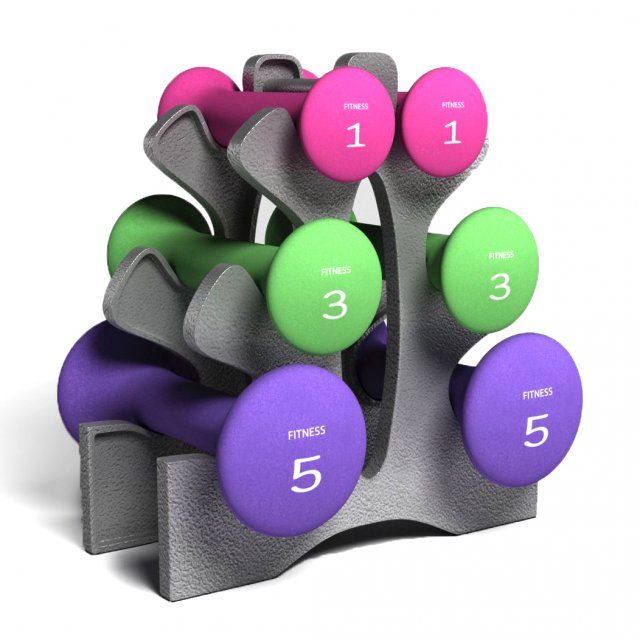 neoprene dumbbell set 3Dモデル .c4d .max .obj .3ds .fbx .stl .blend 