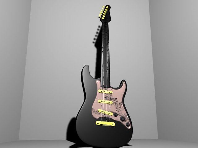 guitar 3Dモデル .c4d .max .obj .3ds .fbx .stl .blend 