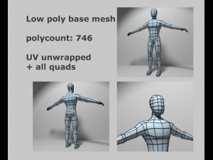 base mesh low poly male body Model 3D