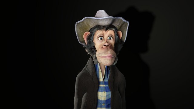 Chimpanzee High quality character full Rigged and Animated Model 3D .c4d .max .obj .3ds .fbx .stl .blend 