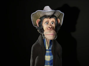 Simpanse Karakter berkualitas tinggi penuh Rigged dan Animasi Model 3D