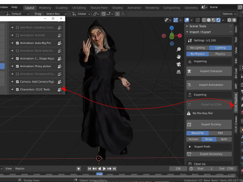The witch High quality character full Rigged and Animated Model 3D