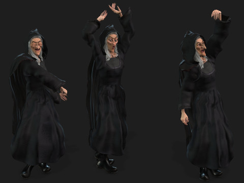 The witch High quality character full Rigged and Animated Model 3D