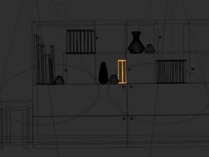 black and white bookshelf 3D Model