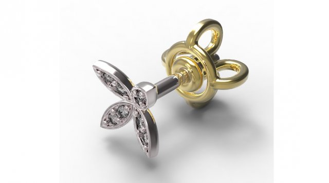 earrings ear stud gold Modello 3D .c4d .max .obj .3ds .fbx .stl .blend 