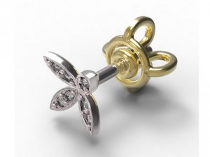 earrings ear stud gold 3D Модель
