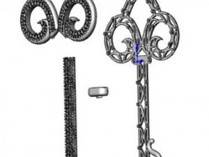 key pendant gold Model 3D