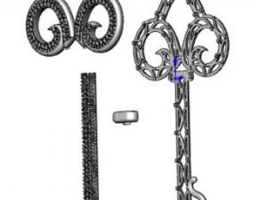 key pendant gold 3D Model
