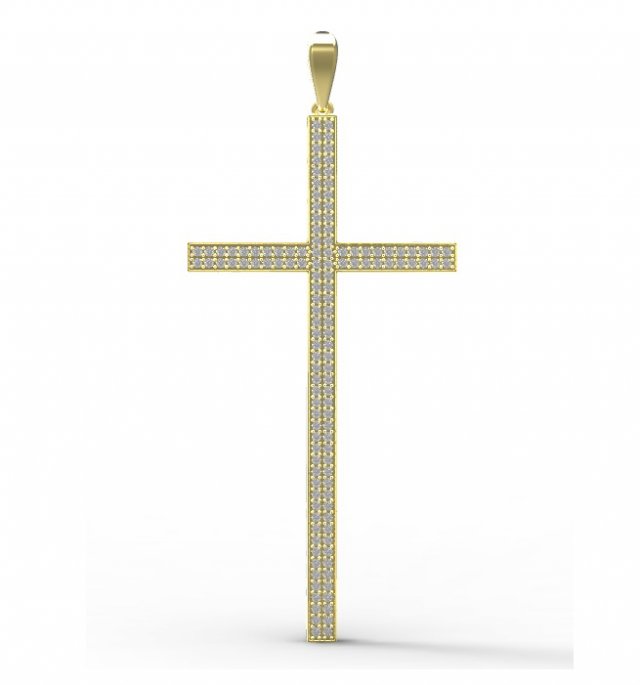 gold cross pendant 3D Model .c4d .max .obj .3ds .fbx .stl .blend 