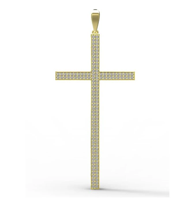 gold cross pendant 3D Model .c4d .max .obj .3ds .fbx .stl .blend