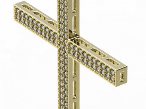 gold cross pendant 3D Model