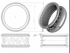 gold ring with enamel and diamonds 3D 模型
