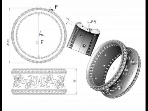 gold ring with enamel and diamonds 2 Model 3D
