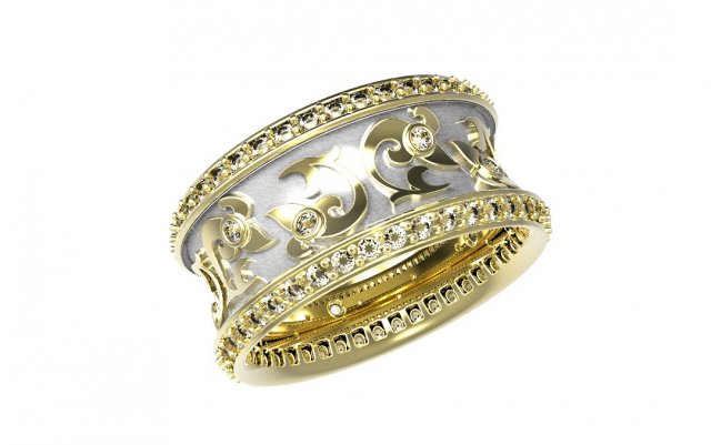 gold ring with enamel and diamonds 3 Model 3D .c4d .max .obj .3ds .fbx .stl .blend
