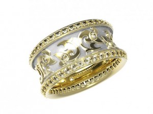 gold ring with enamel and diamonds 3 3Dモデル