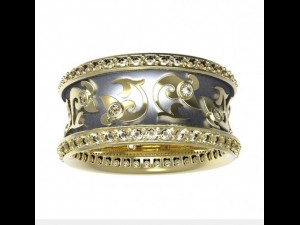 gold ring with enamel and diamonds 3 Model 3D