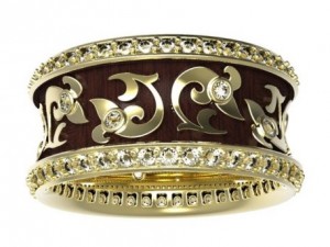 gold ring with enamel and diamonds 3 Model 3D