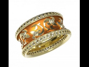 gold ring with enamel and diamonds 3 Model 3D