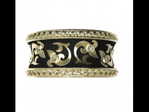 gold ring with enamel and diamonds 3 Model 3D