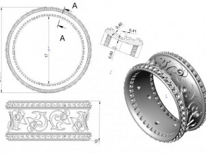 gold ring with enamel and diamonds 3 Model 3D