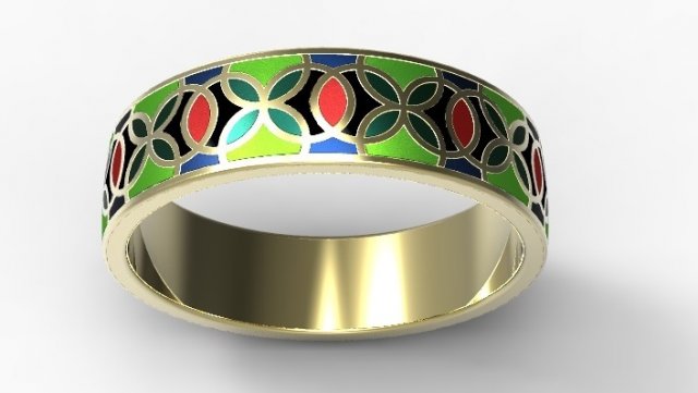 gold ring with enamel 2 3Dモデル .c4d .max .obj .3ds .fbx .stl .blend 