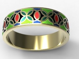 gold ring with enamel 2 3D Model