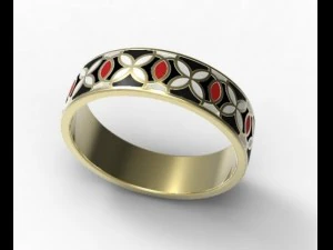 gold ring with enamel 2 3D Model