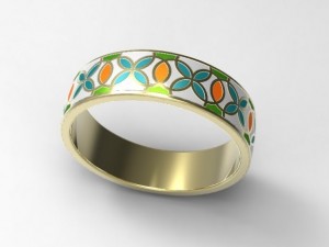 gold ring with enamel 2 3Dモデル