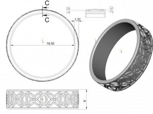 gold ring with enamel 2 3Dモデル