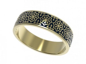 gold ring with enamel 10 3D Model