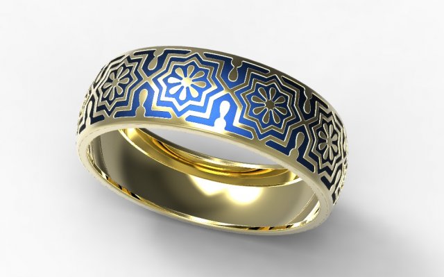 gold ring with enamel 13 3D मॉडल .c4d .max .obj .3ds .fbx .stl .blend 