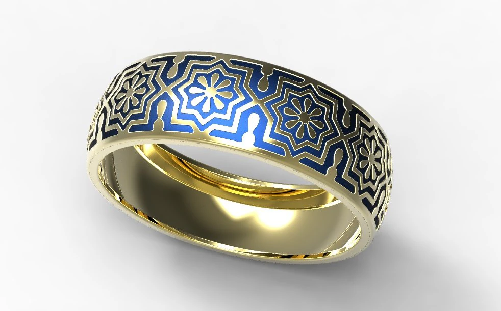 gold ring with enamel 13 3D Model .c4d .max .obj .3ds .fbx .stl .blend