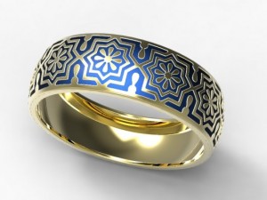 gold ring with enamel 13 3D Model
