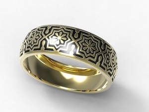 gold ring with enamel 13 3D मॉडल