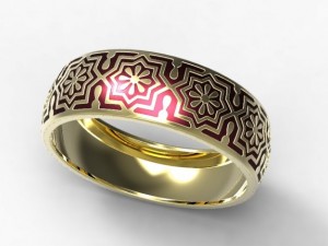 gold ring with enamel 13 3D मॉडल