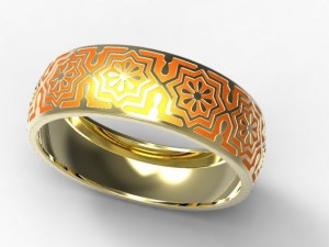 gold ring with enamel 13 3D मॉडल