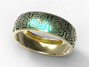 gold ring with enamel 13 3D मॉडल