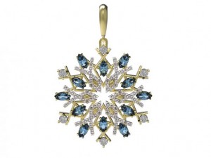 gold pendant snowflake 3D 模型
