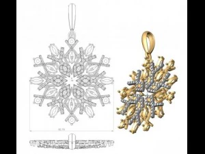 gold pendant snowflake 3D Model