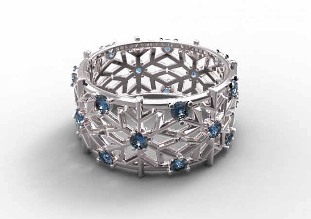 gold ring snowflake 3D Модель .c4d .max .obj .3ds .fbx .stl .blend 